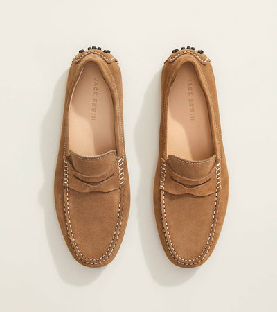 Decker Men's Suede Loafers Handcrafted in Portugal: Sand Suede / 11