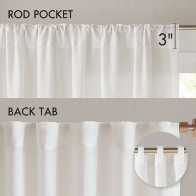 Semi-Transparent White Light Filtering Privacy Curtain Pair: 52x84"
