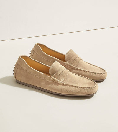 Decker Men's Suede Loafers Handcrafted in Portugal: Sand Suede / 11