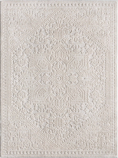 Cloud Medallion Heriz Soft Ivory Rug: 5'3" x 7'3"