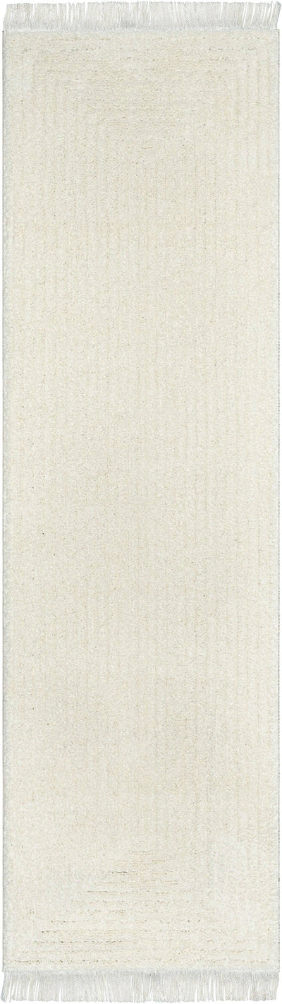 Monroe Solid & Striped Textured Ivory Ultra Soft: 5'3" x 7'3"