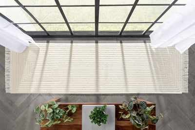 Monroe Solid & Striped Textured Ivory Ultra Soft: 5'3" x 7'3"