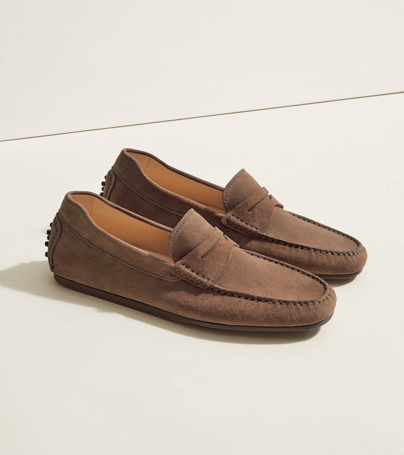 Decker Men's Suede Loafers Handcrafted in Portugal: Sand Suede / 11