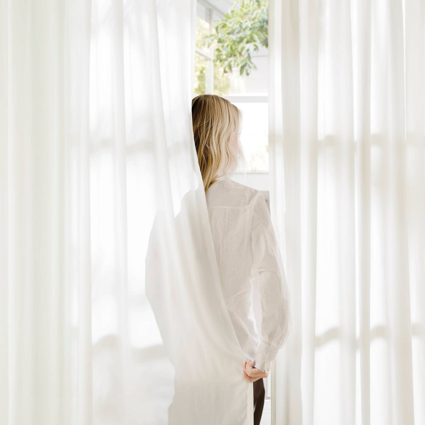 Semi-Transparent White Light Filtering Privacy Curtain Pair: 52x84"