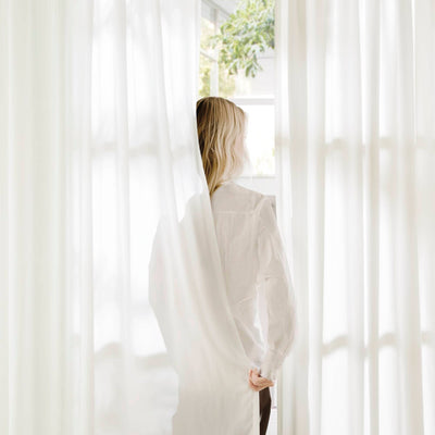 Semi-Transparent White Light Filtering Privacy Curtain Pair: 52x84"