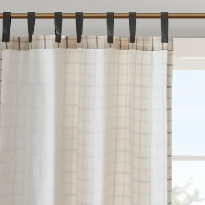 Plaid Fleece Lining Window Panel, Ivory: 84"