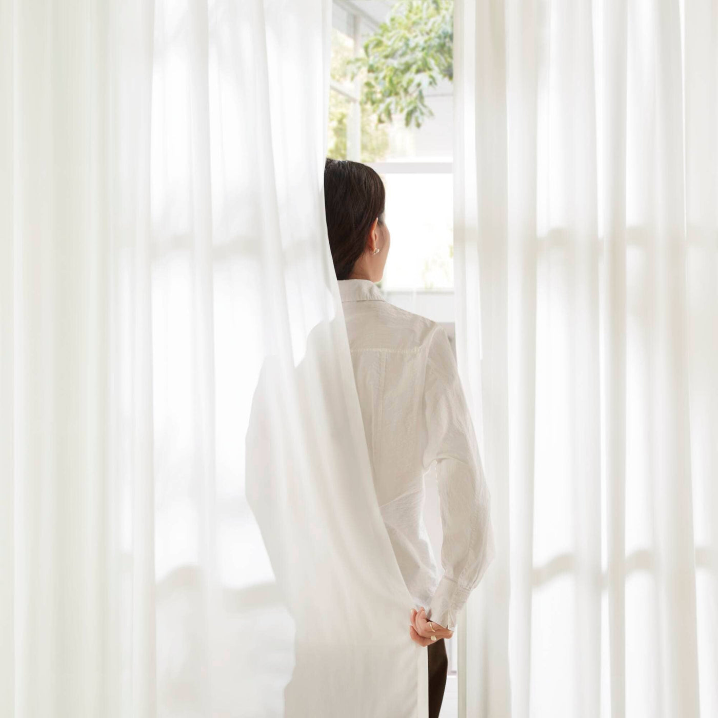 Semi-Transparent White Light Filtering Privacy Curtain Pair: 52x84"