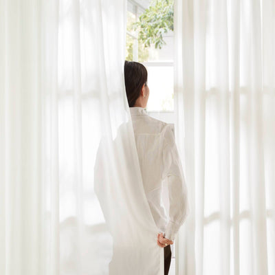 Semi-Transparent White Light Filtering Privacy Curtain Pair: 52x84"