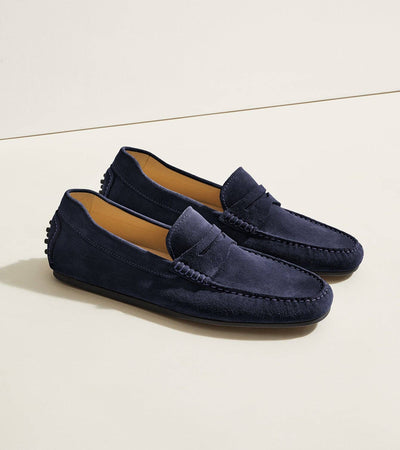Decker Men's Suede Loafers Handcrafted in Portugal: Sand Suede / 11