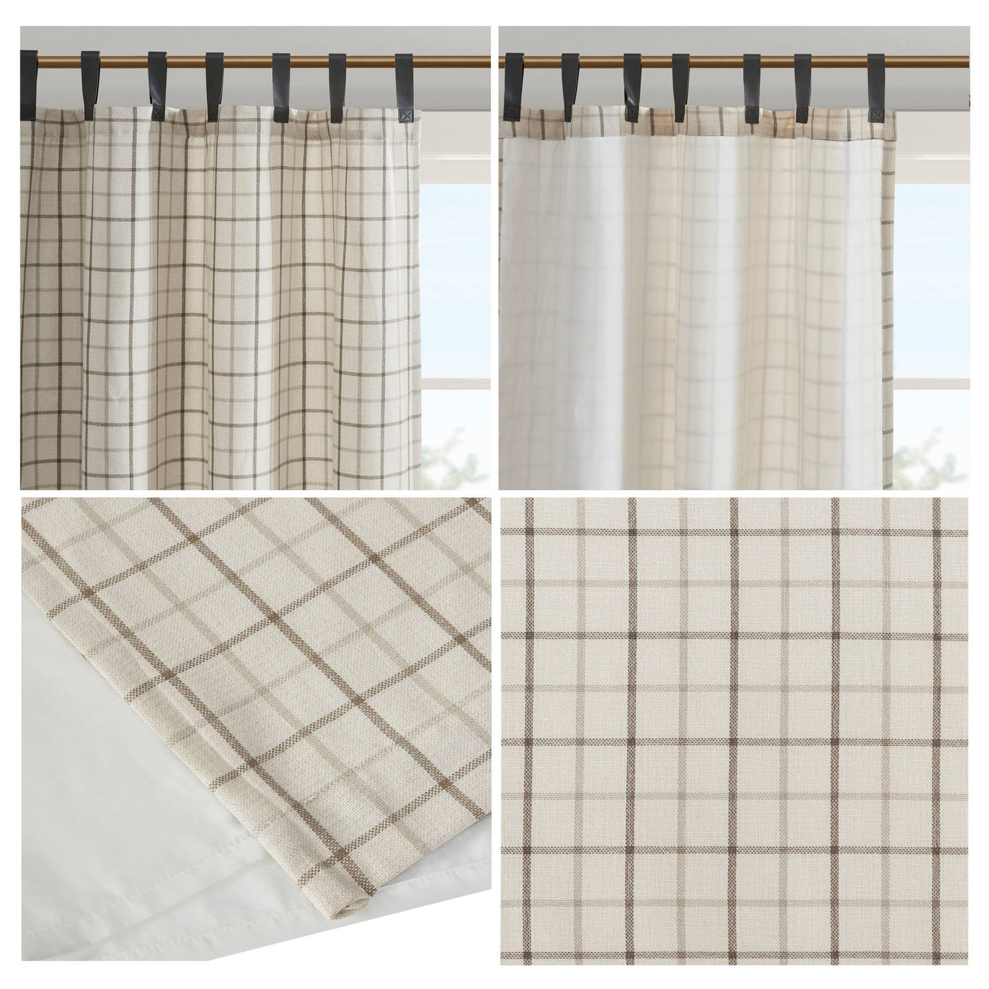 Plaid Fleece Lining Window Panel, Ivory: 84"