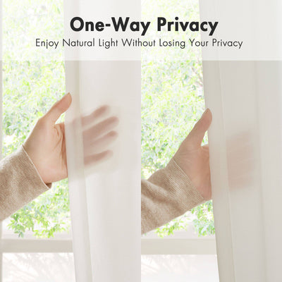 Semi-Transparent White Light Filtering Privacy Curtain Pair: 52x84"