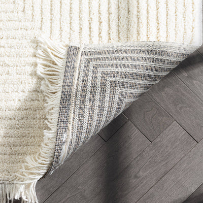 Monroe Solid & Striped Textured Ivory Ultra Soft: 5'3" x 7'3"