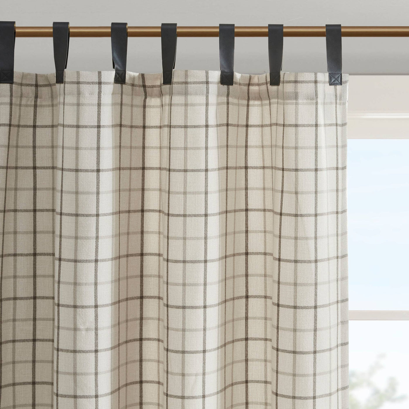 Plaid Fleece Lining Window Panel, Ivory: 84"