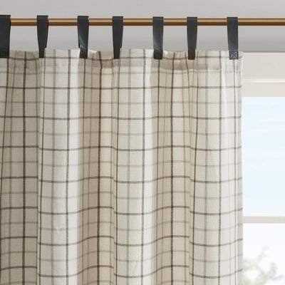 Plaid Fleece Lining Window Panel, Ivory: 84"