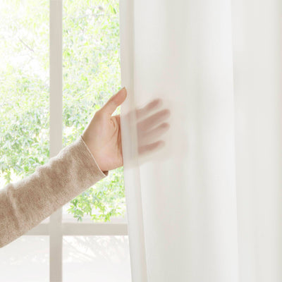 Semi-Transparent White Light Filtering Privacy Curtain Pair: 52x84"