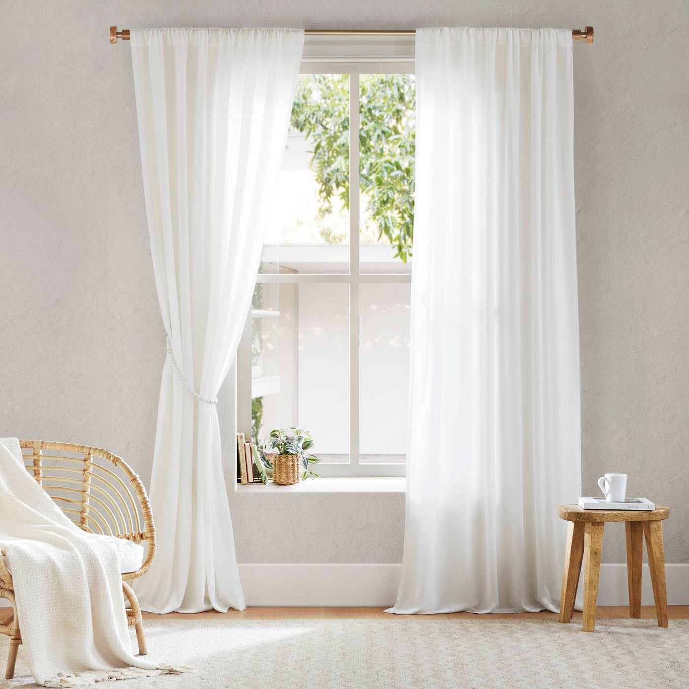 Semi-Transparent White Light Filtering Privacy Curtain Pair: 52x84"