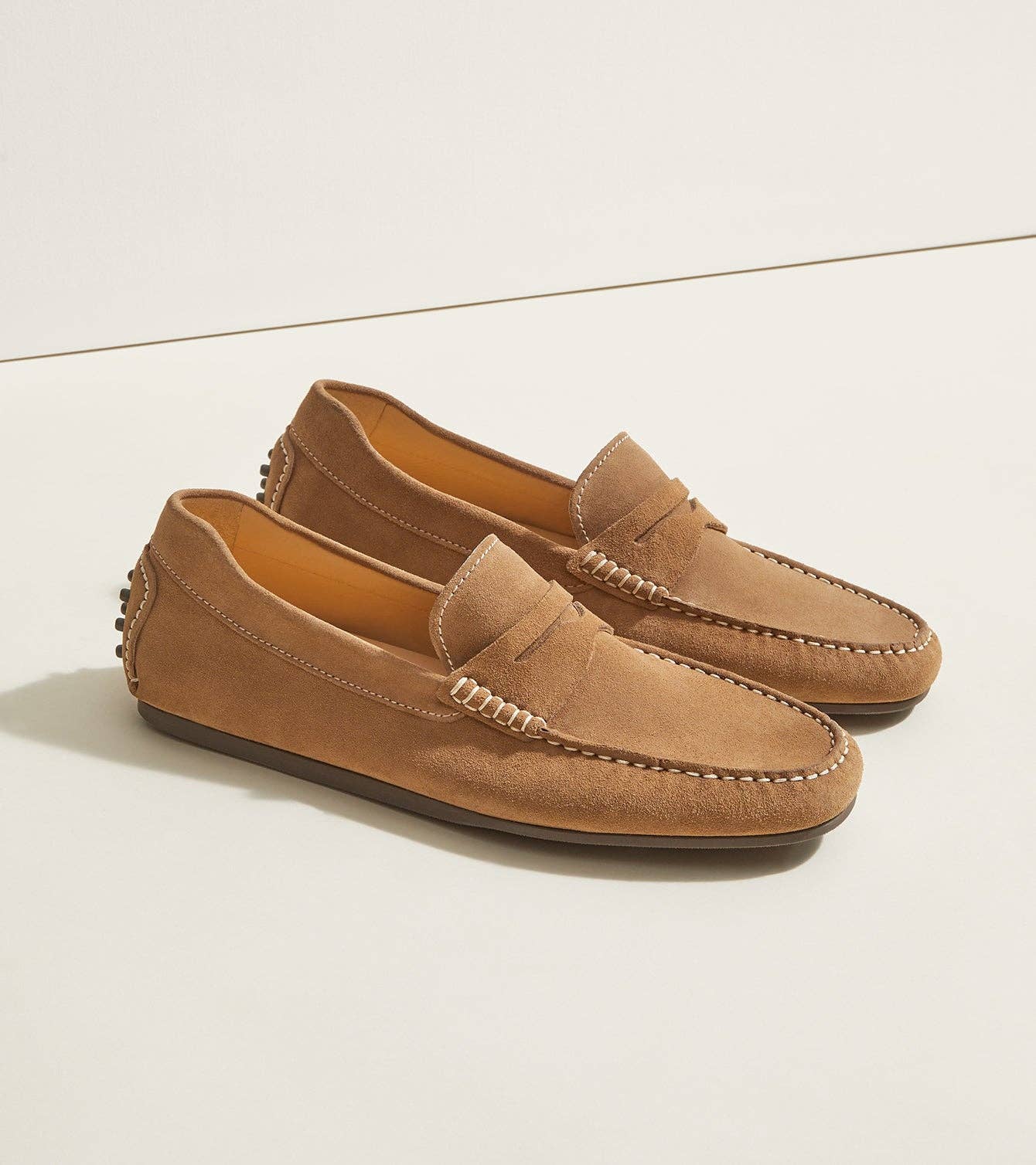 Decker Men's Suede Loafers Handcrafted in Portugal: Sand Suede / 11