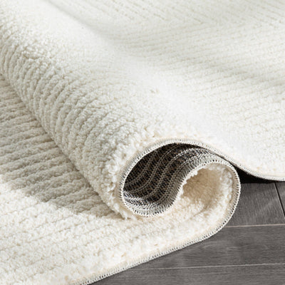 Monroe Solid & Striped Textured Ivory Ultra Soft: 5'3" x 7'3"