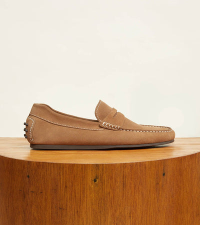 Decker Men's Suede Loafers Handcrafted in Portugal: Sand Suede / 11