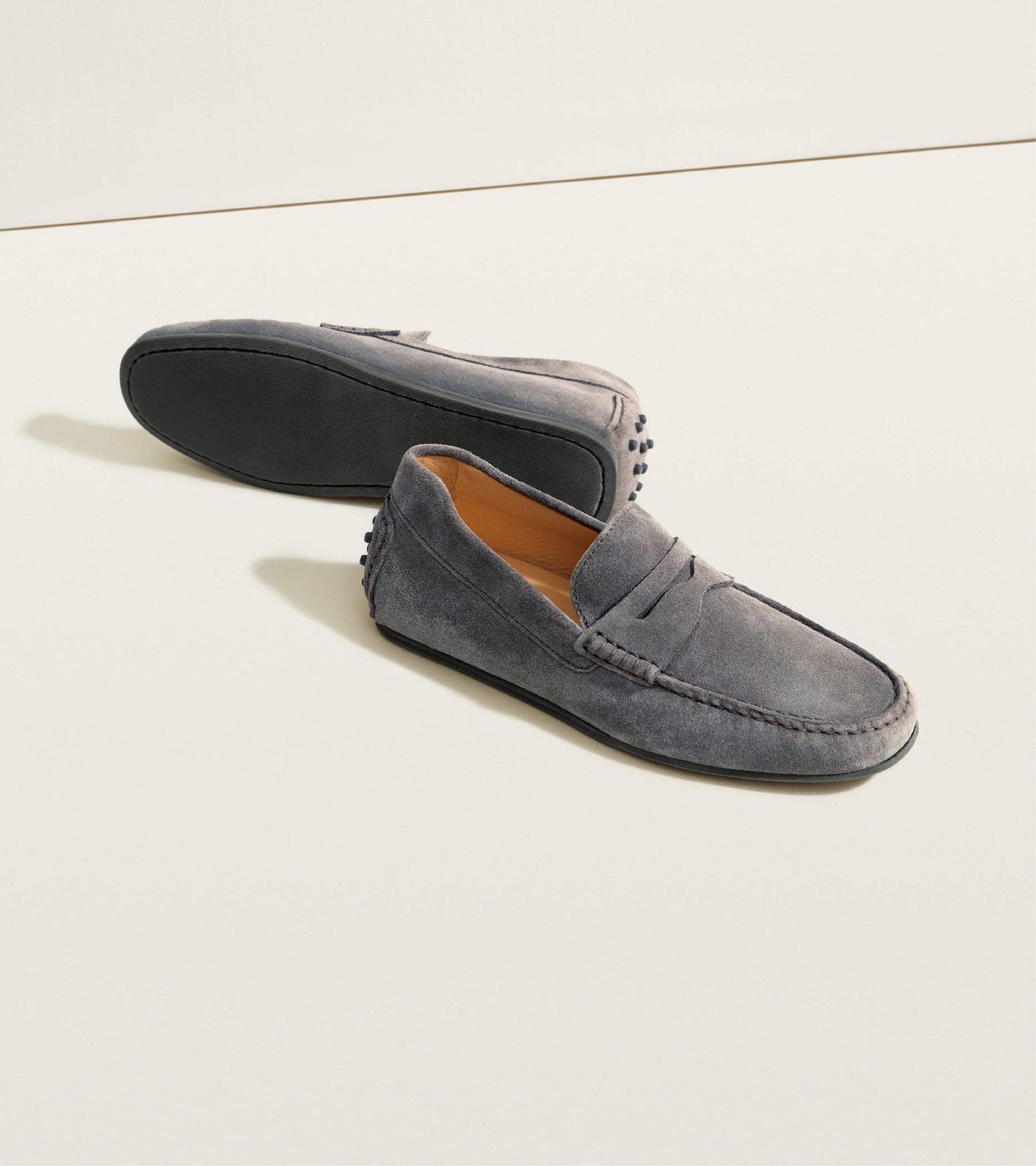 Decker Men's Suede Loafers Handcrafted in Portugal: Sand Suede / 11