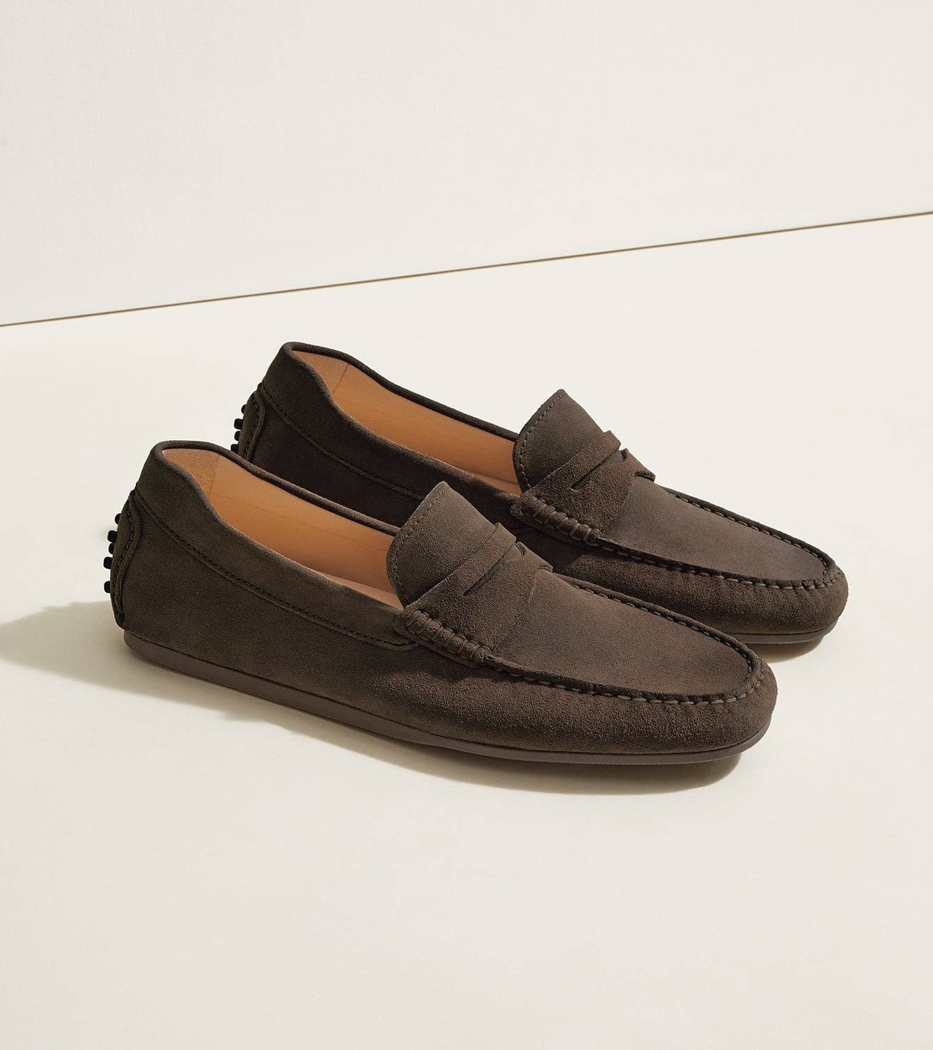 Decker Men's Suede Loafers Handcrafted in Portugal: Sand Suede / 11