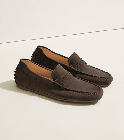 Decker Men's Suede Loafers Handcrafted in Portugal: Sand Suede / 11