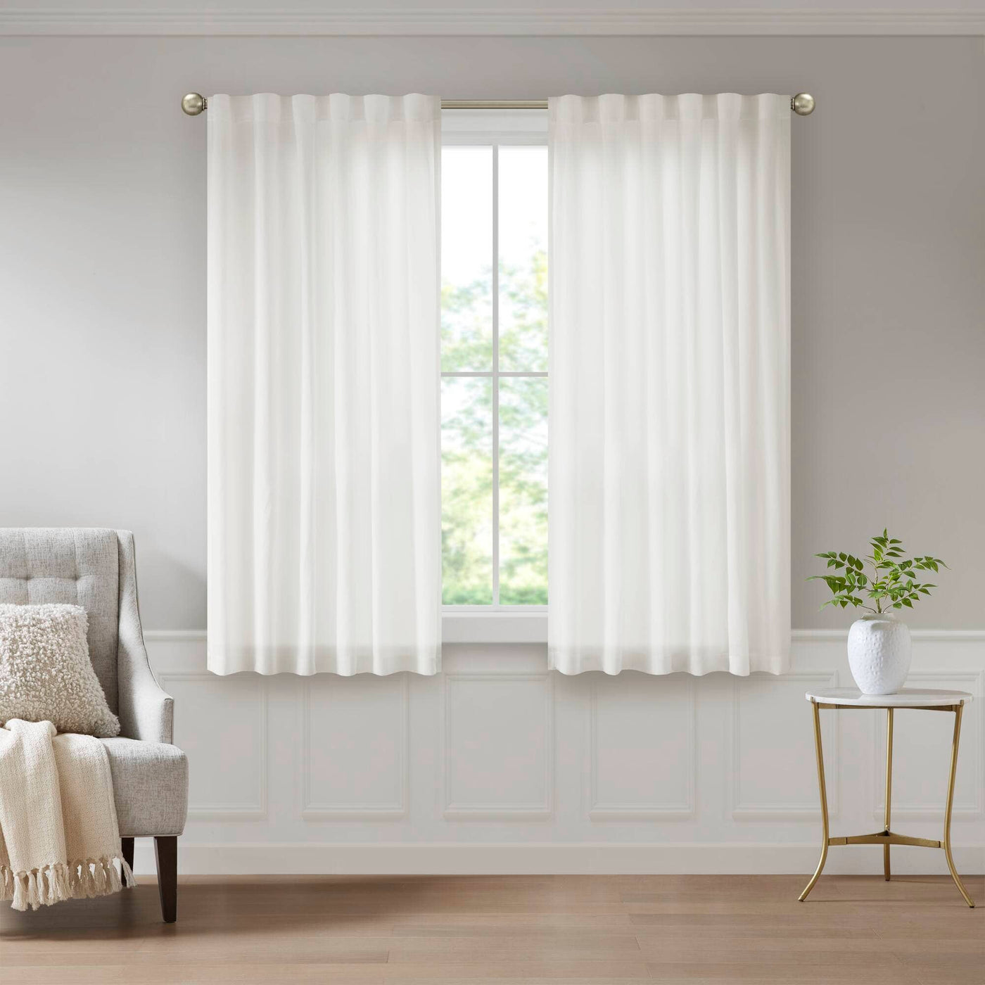 Semi-Transparent White Light Filtering Privacy Curtain Pair: 52x84"
