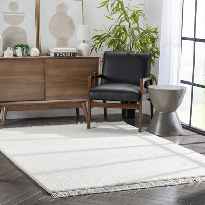 Monroe Solid & Striped Textured Ivory Ultra Soft: 5'3" x 7'3"
