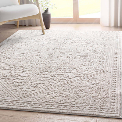 Cloud Medallion Heriz Soft Ivory Rug: 5'3" x 7'3"