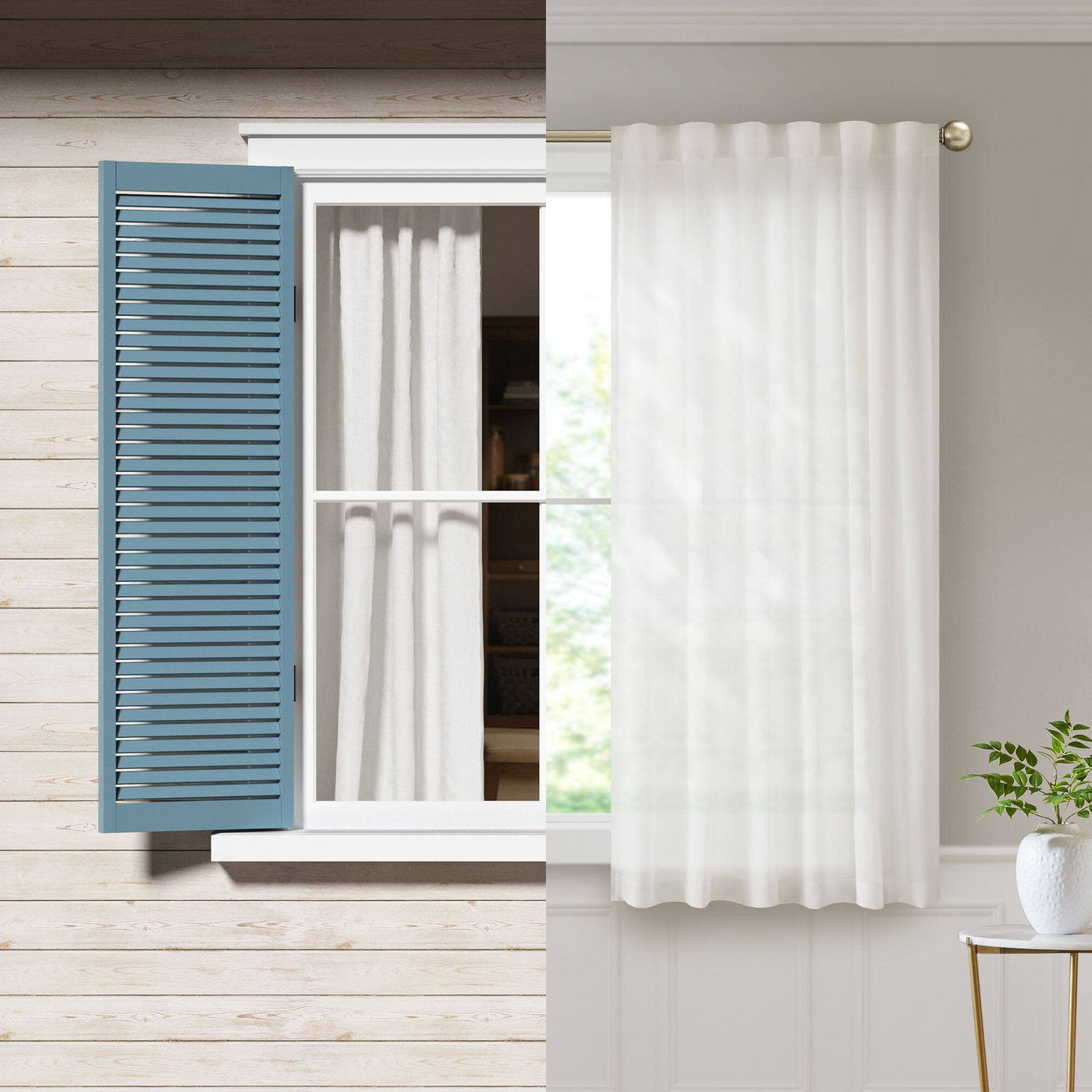 Semi-Transparent White Light Filtering Privacy Curtain Pair: 52x84"