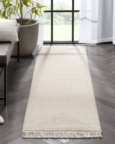 Monroe Solid & Striped Textured Ivory Ultra Soft: 5'3" x 7'3"