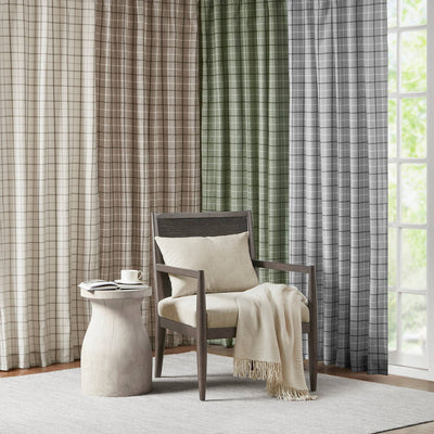 Plaid Fleece Lining Window Panel, Ivory: 84"