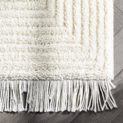 Monroe Solid & Striped Textured Ivory Ultra Soft: 5'3" x 7'3"