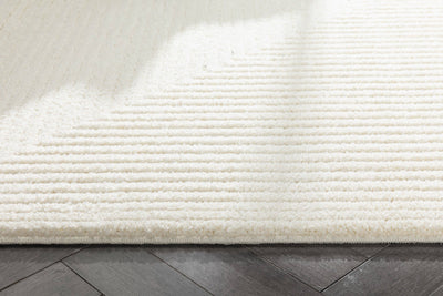 Monroe Solid & Striped Textured Ivory Ultra Soft: 5'3" x 7'3"