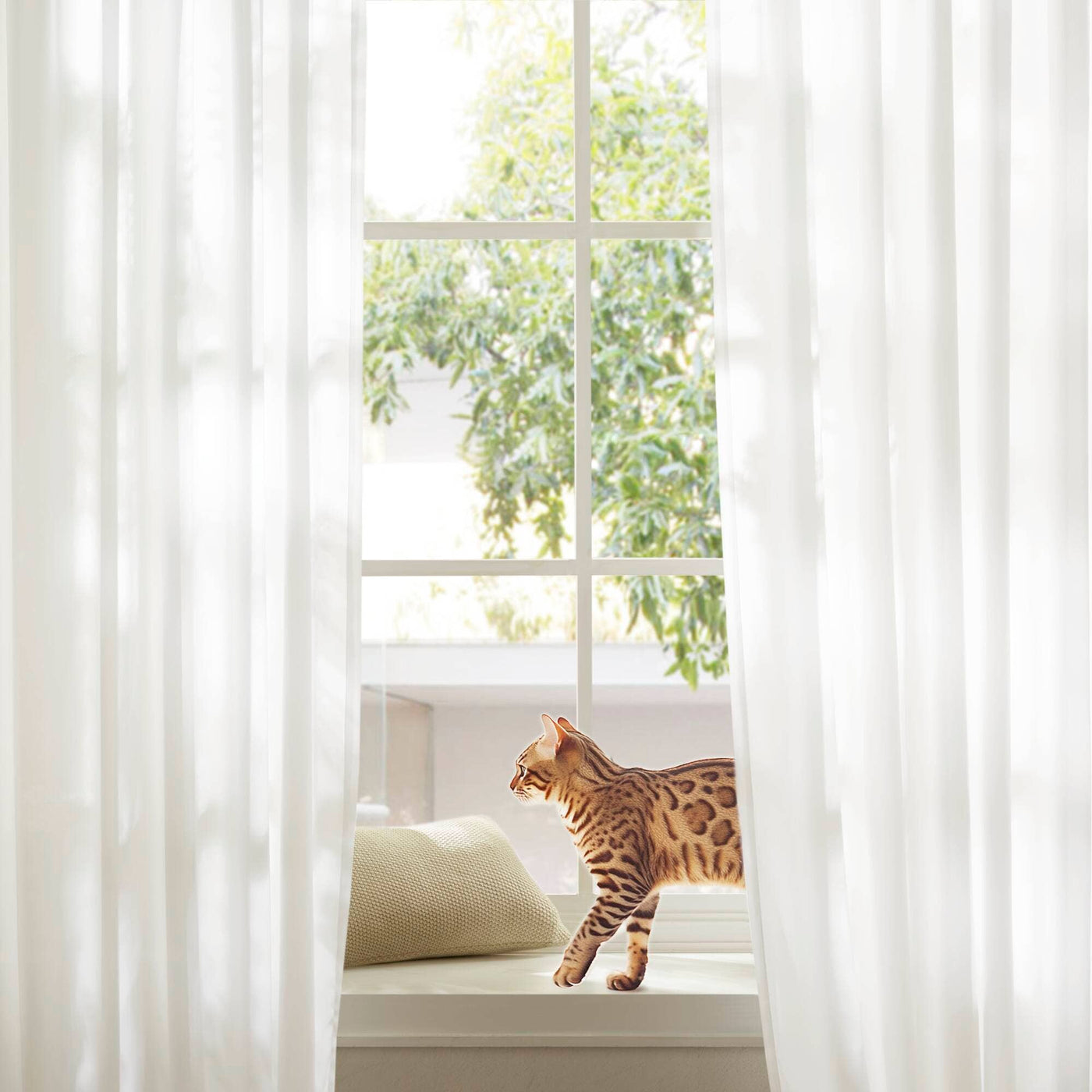 Semi-Transparent White Light Filtering Privacy Curtain Pair: 52x84"